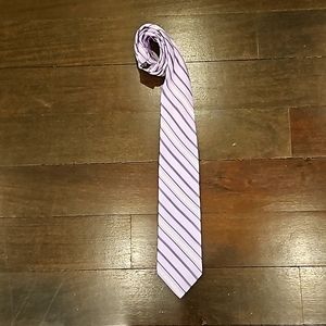 MEN'S SAKS FIFTH AVE BLACK LABEL PURPLE & GREY HANDMADE SILK NECK TIE $150